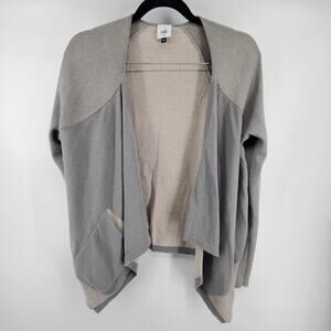CABI Womens Drape Open Front Grey/Sage Cardigan Pocket Long Sleeve Knit 5132 M
